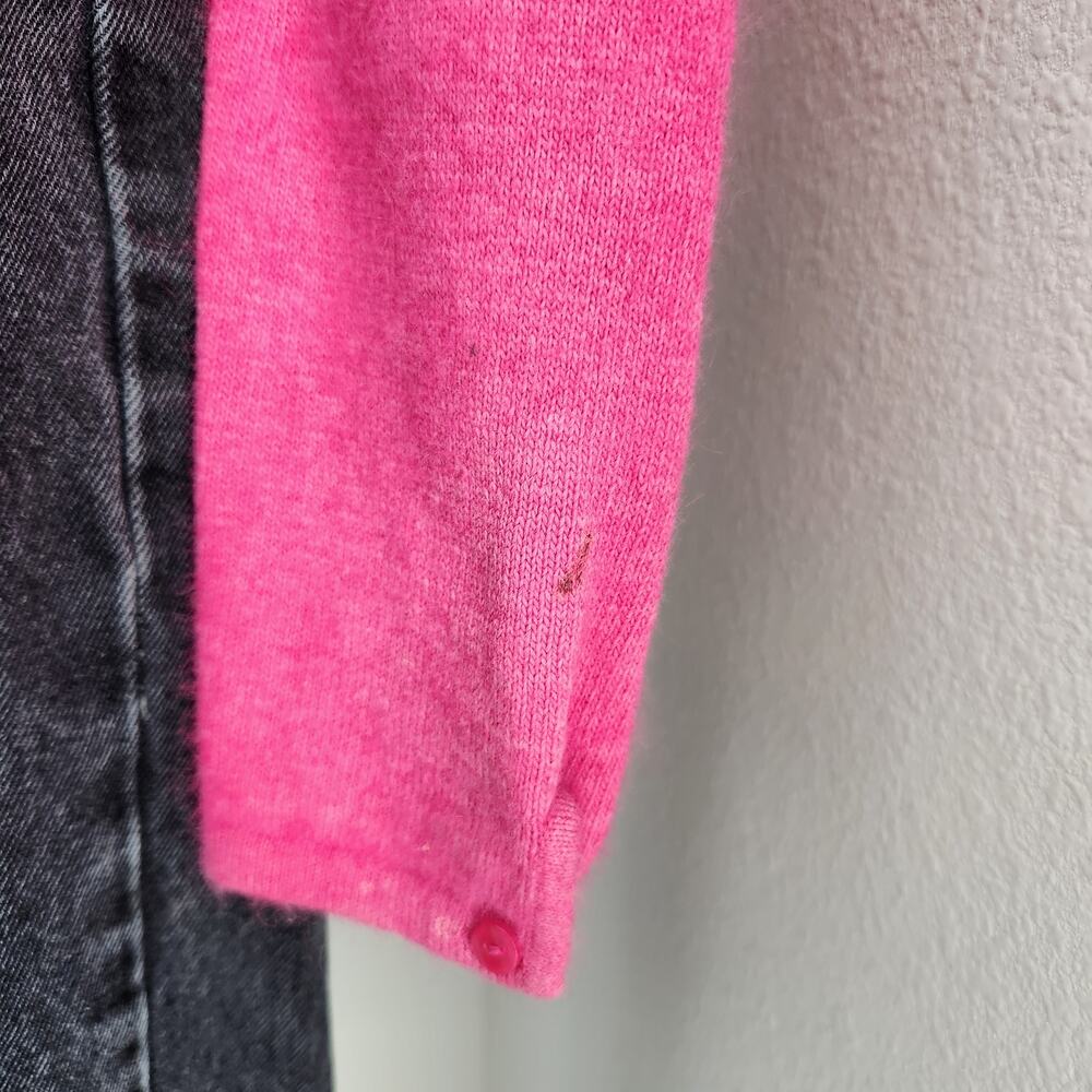 Vintage Y2K Studio Y Pink Wool Blend Knit Cardigan Sweater S Long Sleeve Barbie - Picture 5 of 12